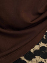 [Kahvi] SilkSilky-FI Short Sleeve V Neck Naisten T-paita 005
