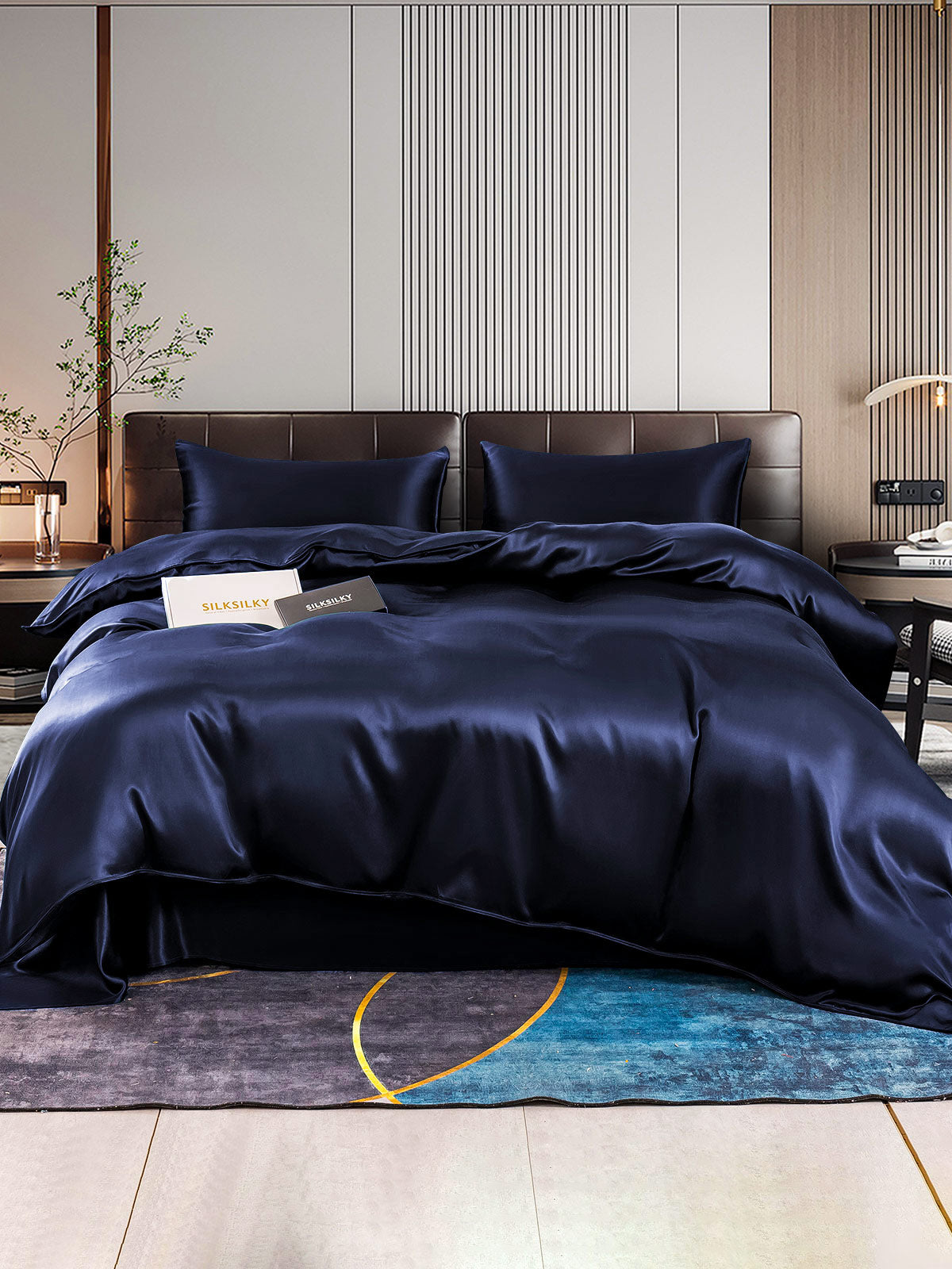 [Tummansininen] SilkSilky-FI 22Momme Bedding Set 001