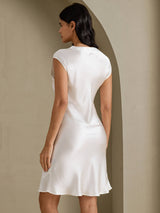 [Valkoinen] SilkSilky-FI Cap Sleeve V Neck Yöpaita 002
