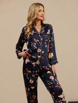 [Laivasto Kukka] SilkSilky-FI Long Sleeve Notkokaulus Naisten Pyjamat 005