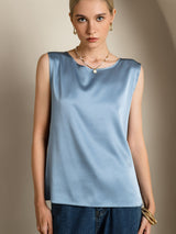 [Harmaansininen] SilkSilky-FI Sleeveless Round Neck Camisole Top 005
