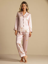 [Pinkki] SilkSilky-FI Long Sleeve Notkokaulus Naisten Pyjamat 003