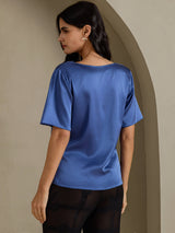 [Aito Petrooli] SilkSilky-FI Short Sleeve Cowl Neck Naisten Puserot 002