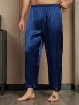 [Tummansininen] SilkSilky-FI Pure Silk Mens Sleep Bottoms 001