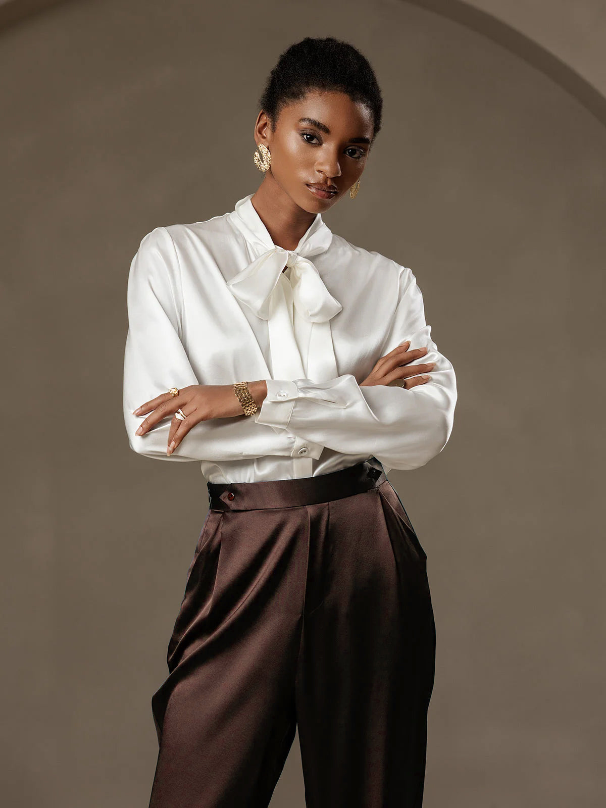 [Tumma Suklaa] SilkSilky-FI 19Momme Womens Pants 004