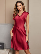 [Viini] SilkSilky-FI Cap Sleeve V Neck Yöpaita 004
