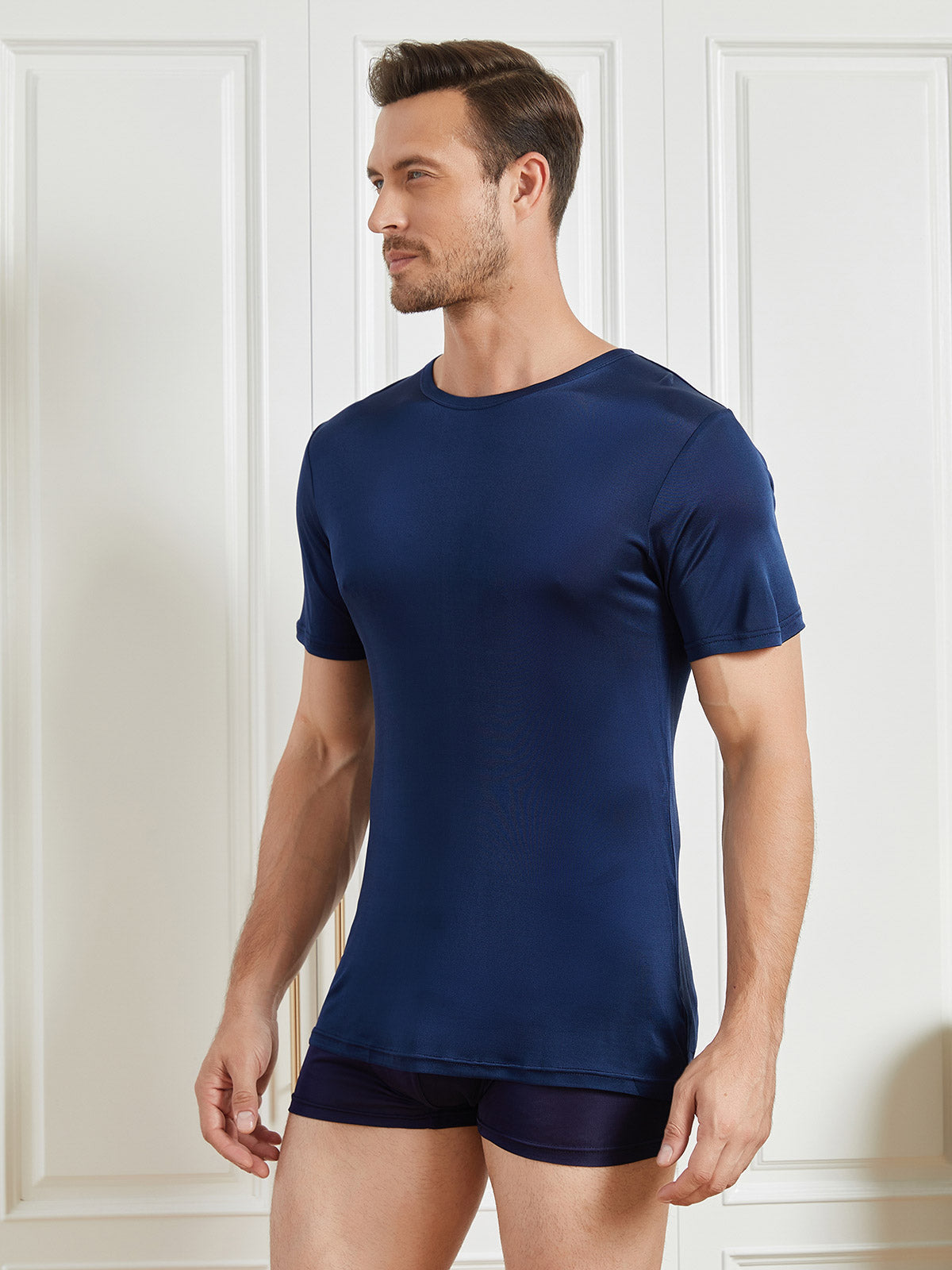 SilkSilky-FI Mens T-Shirt Tummansininen 003