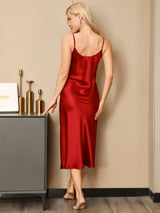 [Viini] SilkSilky-FI Spaghetti Strap V Neck Yöpaita 002