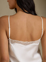 [Valkoinen] SilkSilky-FI Spaghetti Strap Sweetheart Neck Yöpaita 005