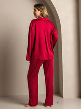 [Viini] SilkSilky-FI 19Momme Pitkähihainen Notkokaulus Naisten Pyjamat 002