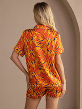 [Oranssi Kettu] SilkSilky-FI Short Sleeve Lapel Collar Naisten Pyjamat 002