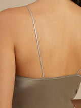 [Khaki] SilkSilky-FI Spaghetti Strap V Neck Camisole Top 005