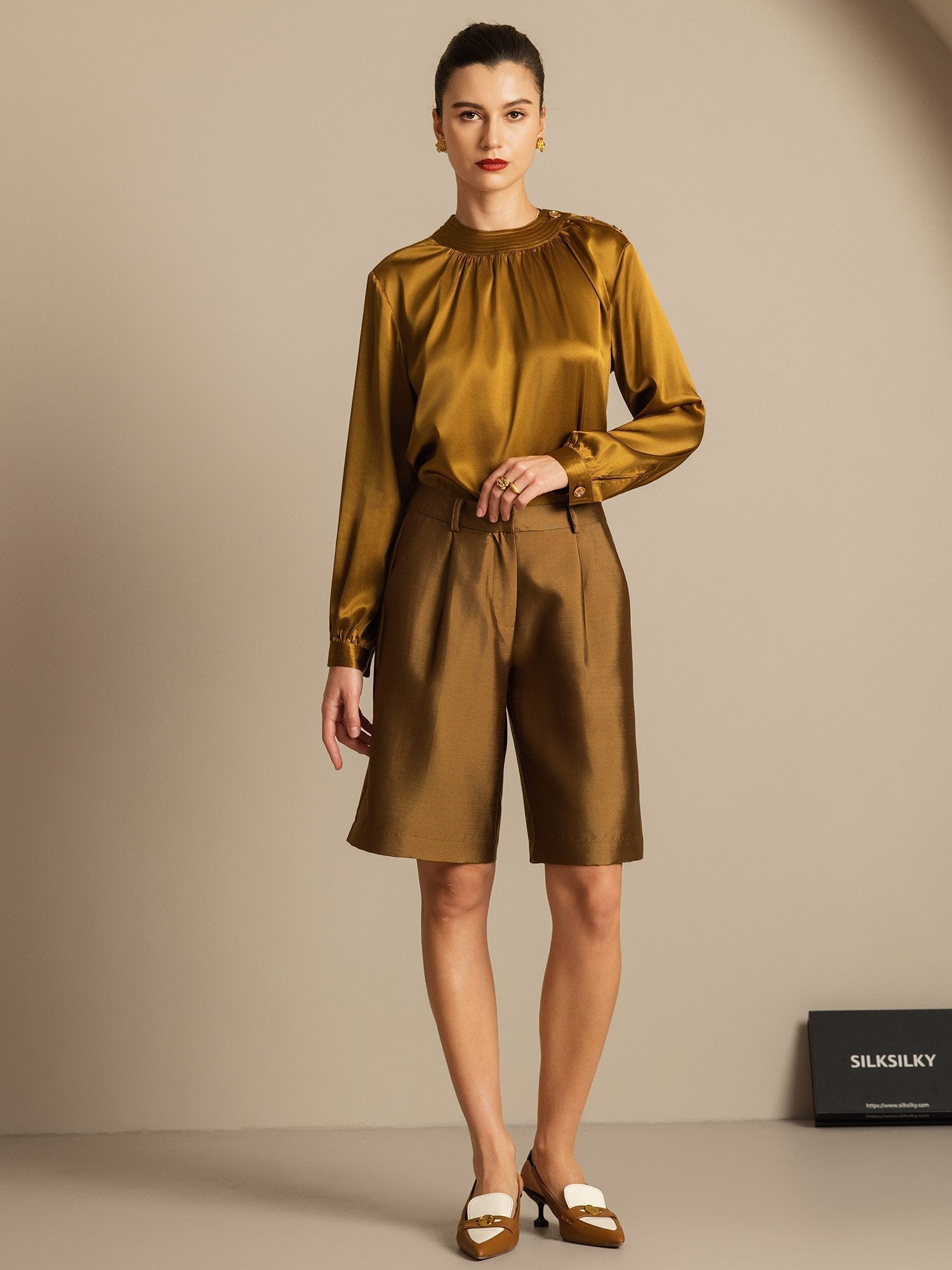 [Pronssi] SilkSilky-FI 32Momme Silk-Wool Blend Womens Shorts 007,