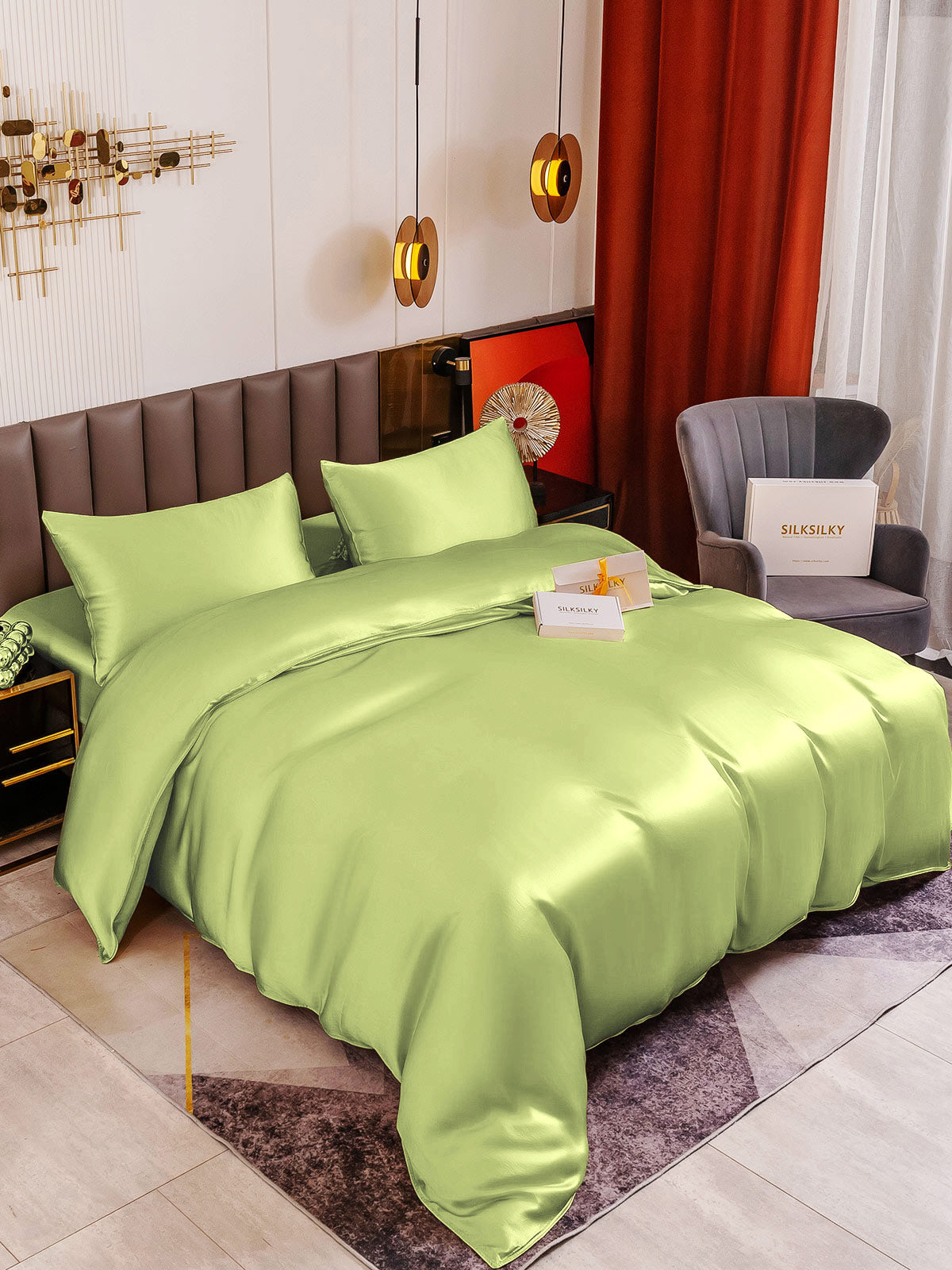 [Mintunvihreä] SilkSilky-FI 19Momme Bedding Set 006