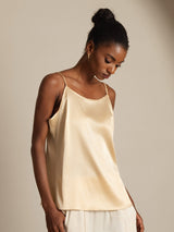 [Samppanja] SilkSilky-FI 19Momme Spagettihihna Syvä Pyöreä Pääntie Camisole Top 003