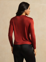 [Poltettu Tiili] SilkSilky-FI Long Sleeve Crew Neck Naisten T-paita 002