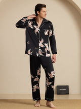 [Musta] SilkSilky-FI Long Sleeve Notkokaulus Miesten Pyjamat 007