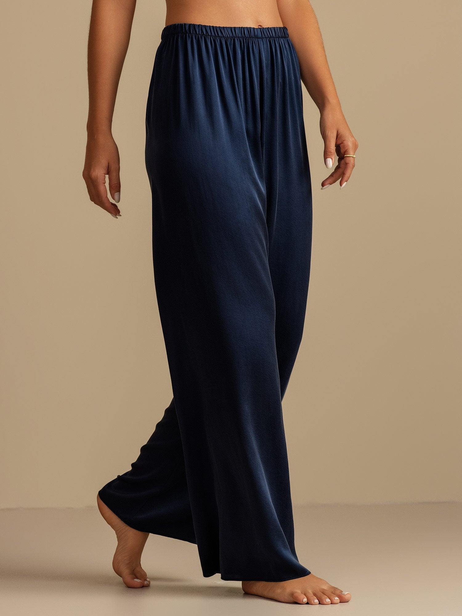 [Tummansininen] SilkSilky-FI 19Momme Womens Sleep Bottoms 003,