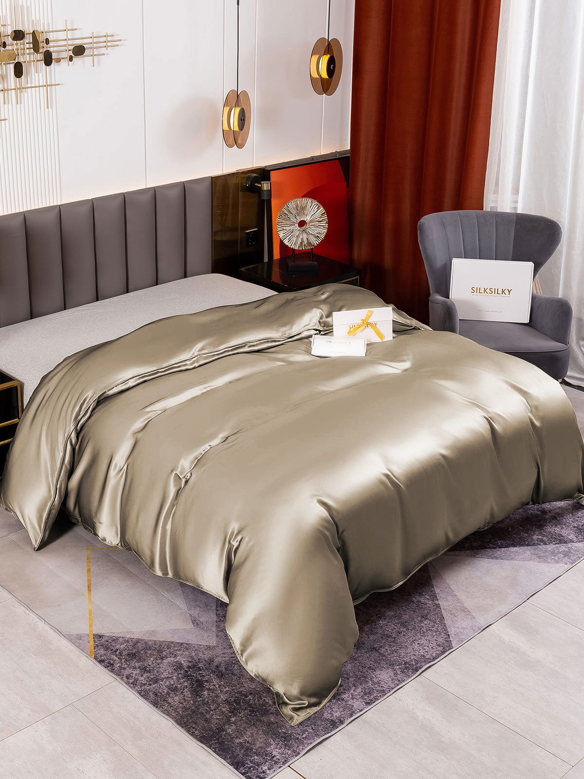 [Khaki] SilkSilky-FI 19Momme Duvet Cover 004