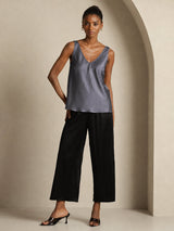 [Tumman Harmaa] SilkSilky-FI Sleeveless V Neck Camisole Top 008