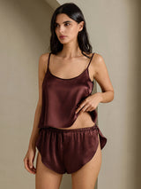 [Ruskea] SilkSilky-FI Spaghetti Strap Camisole Setti 008