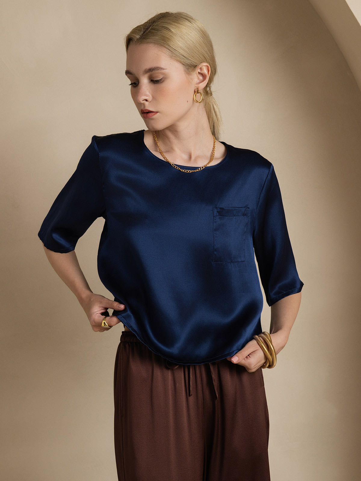 [Tummansininen] SilkSilky-FI Womens T-Shirt 005