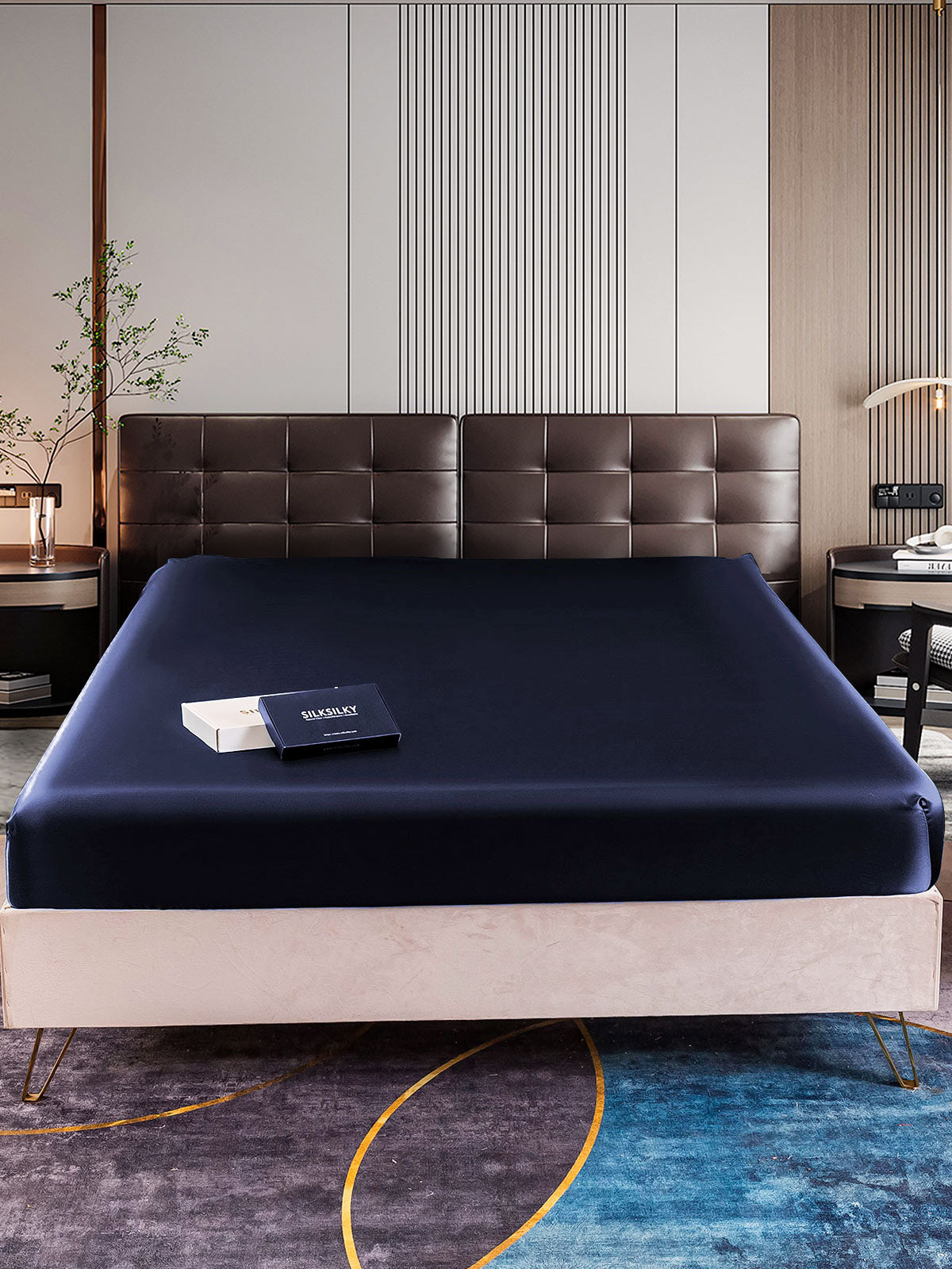 [Tummansininen] SilkSilky-FI 22Momme Pure Silk Sheet 001