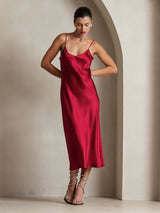 [Viini] SilkSilky-FI Spaghetti Strap V Neck Mekko 003