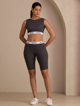 [Harmaa] SilkSilky-FI Sleeveless Crew Neck Women's Outfit Sets 003