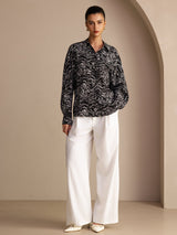 [Musta Aalto] SilkSilky-FI Long Sleeve Lapel Collar Naisten paita 004