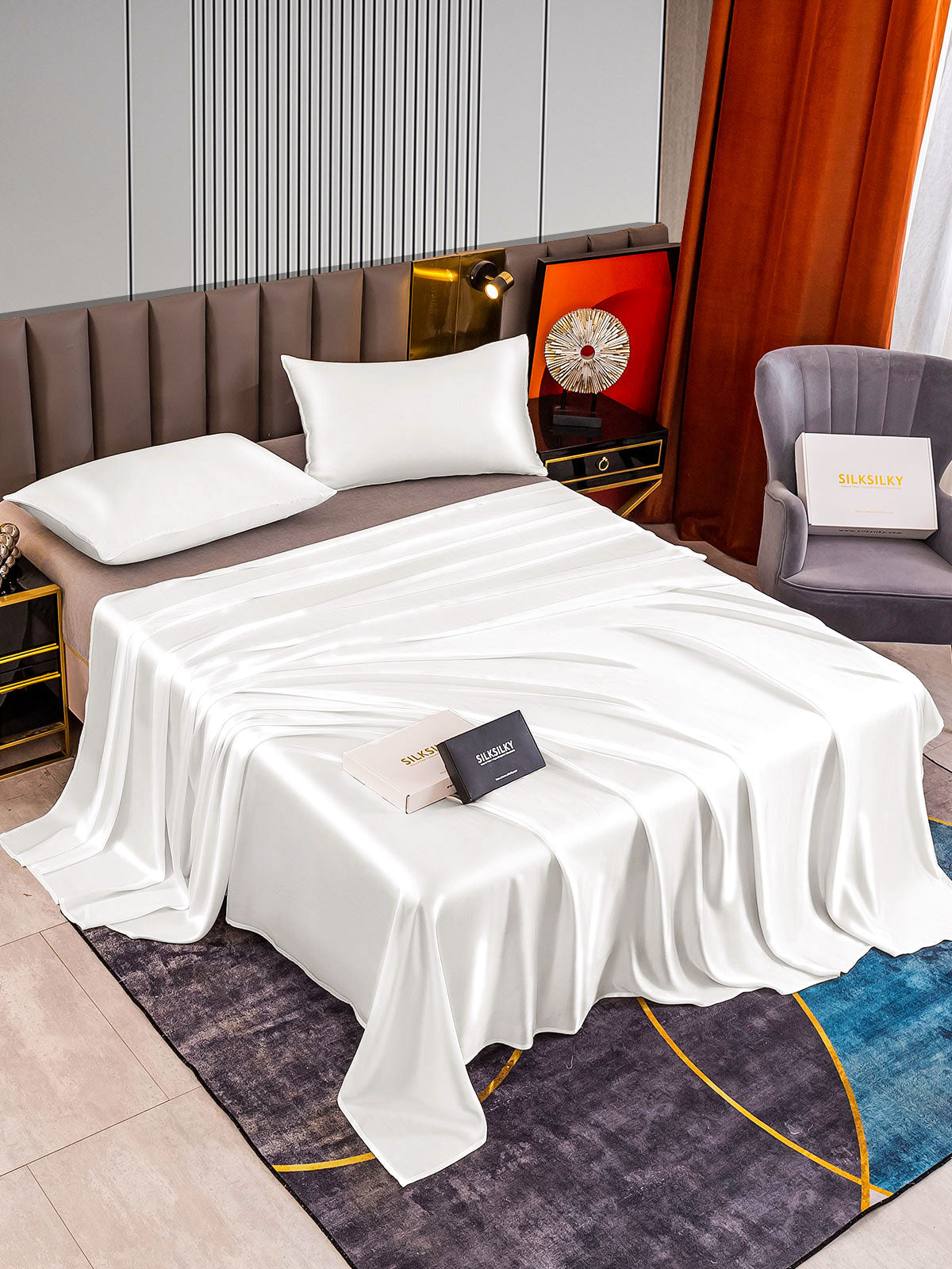 [Valkoinen] SilkSilky-FI 22Momme Bedding Set 002