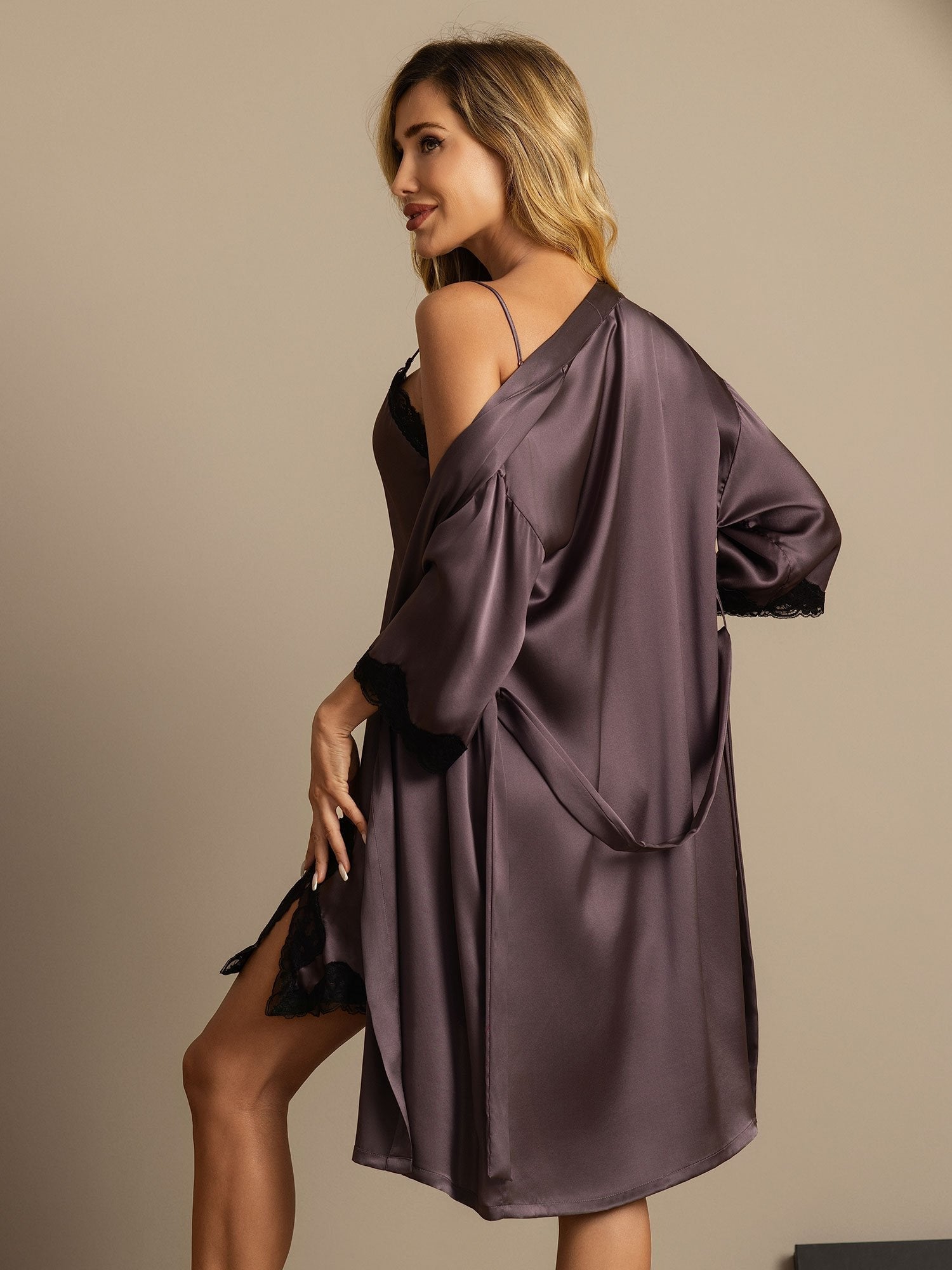 [Purppuranharmaa] SilkSilky-FI Nightgown&Robe Set 002
