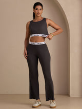[Harmaa] SilkSilky-FI Sleeveless Crew Neck Women's Outfit Sets 006