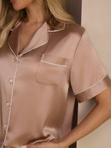 [Toscana] SilkSilky-FI Short Sleeve Notkokaulus Naisten Pyjamat 004