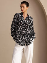 [Musta Pilkku] SilkSilky-FI Long Sleeve Lapel Collar Pusero 001
