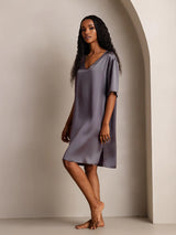[Purppuranharmaa] SilkSilky-FI Half Sleeve V Neck Yöpaita 007