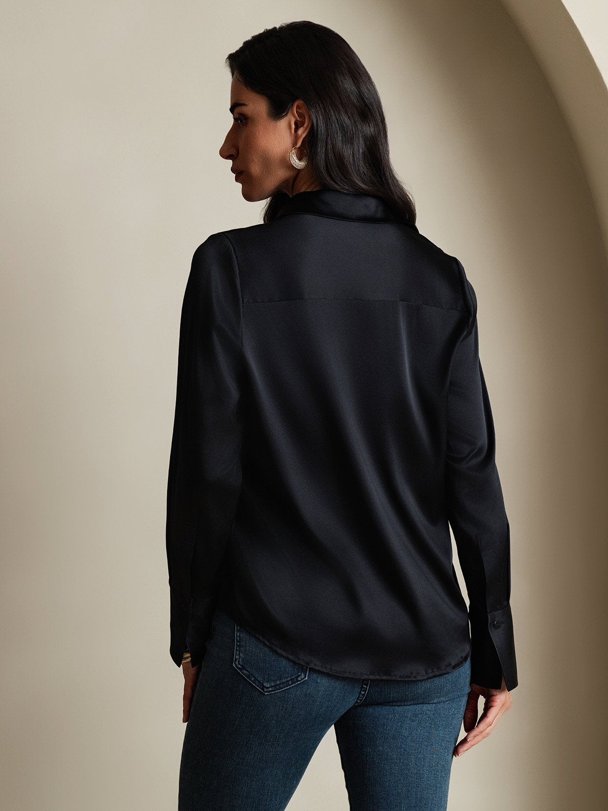 SilkSilky-FI 19Momme Womens Shirt Musta 002