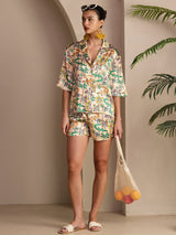 [Hiekkakrokotiili] SilkSilky-FI Short Sleeve Notch Collar Naisten Pyjamat 007