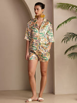 [Hiekkakrokotiili] SilkSilky-FI Short Sleeve Notch Collar Naisten Pyjamat 003