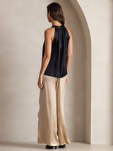 [Musta] SilkSilky-FI Sleeveless Halterneck Naisten T-paita 002