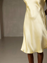 [Keltainen] SilkSilky-FI Cap Sleeve V Neck Yöpaita 007