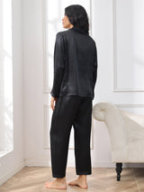 [Musta] SilkSilky-FI Long Sleeve Notkokaulus Naisten Pyjamat 002