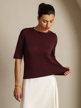 [Windsorviini] SilkSilky-FI Half Sleeve Crew Neck Naisten T-paita 005