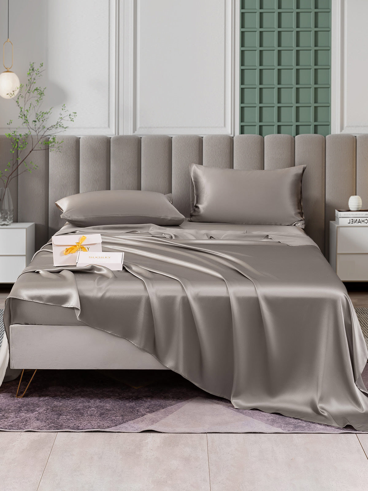[Harmaa] SilkSilky-FI 25Momme Bedding Set 001