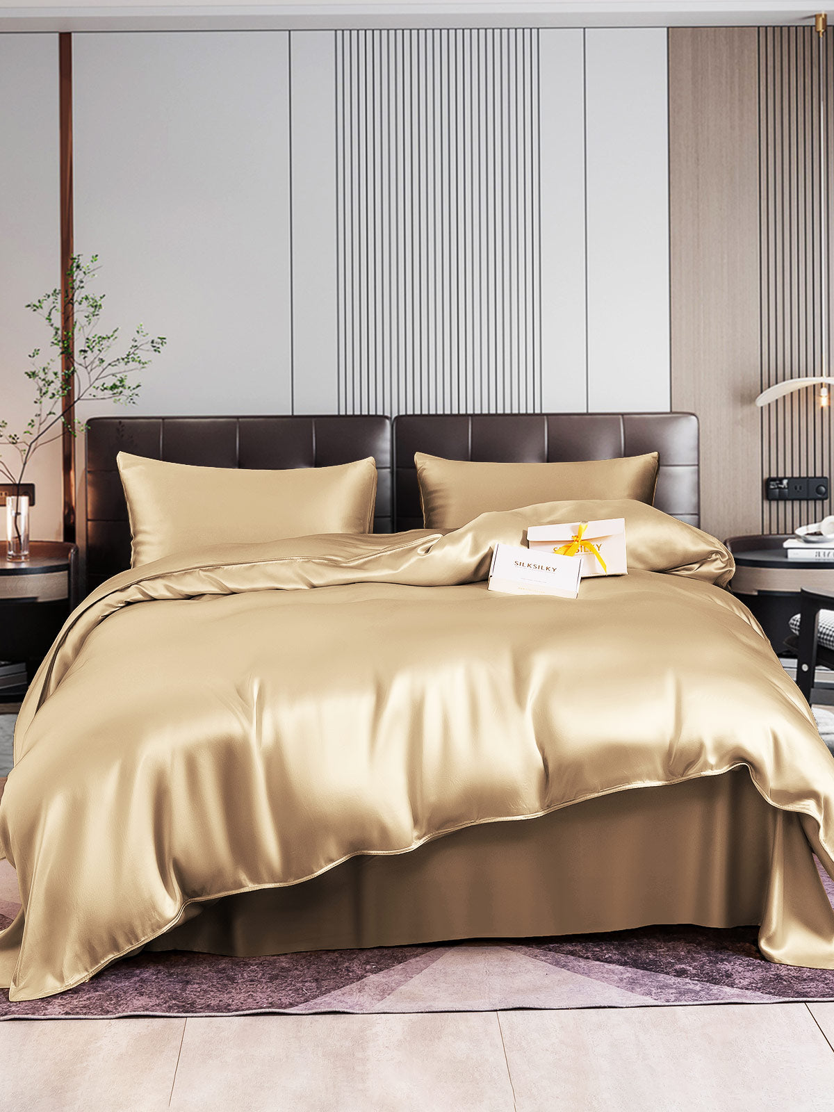 [Beige] SilkSilky-FI 22Momme Bedding Set 001