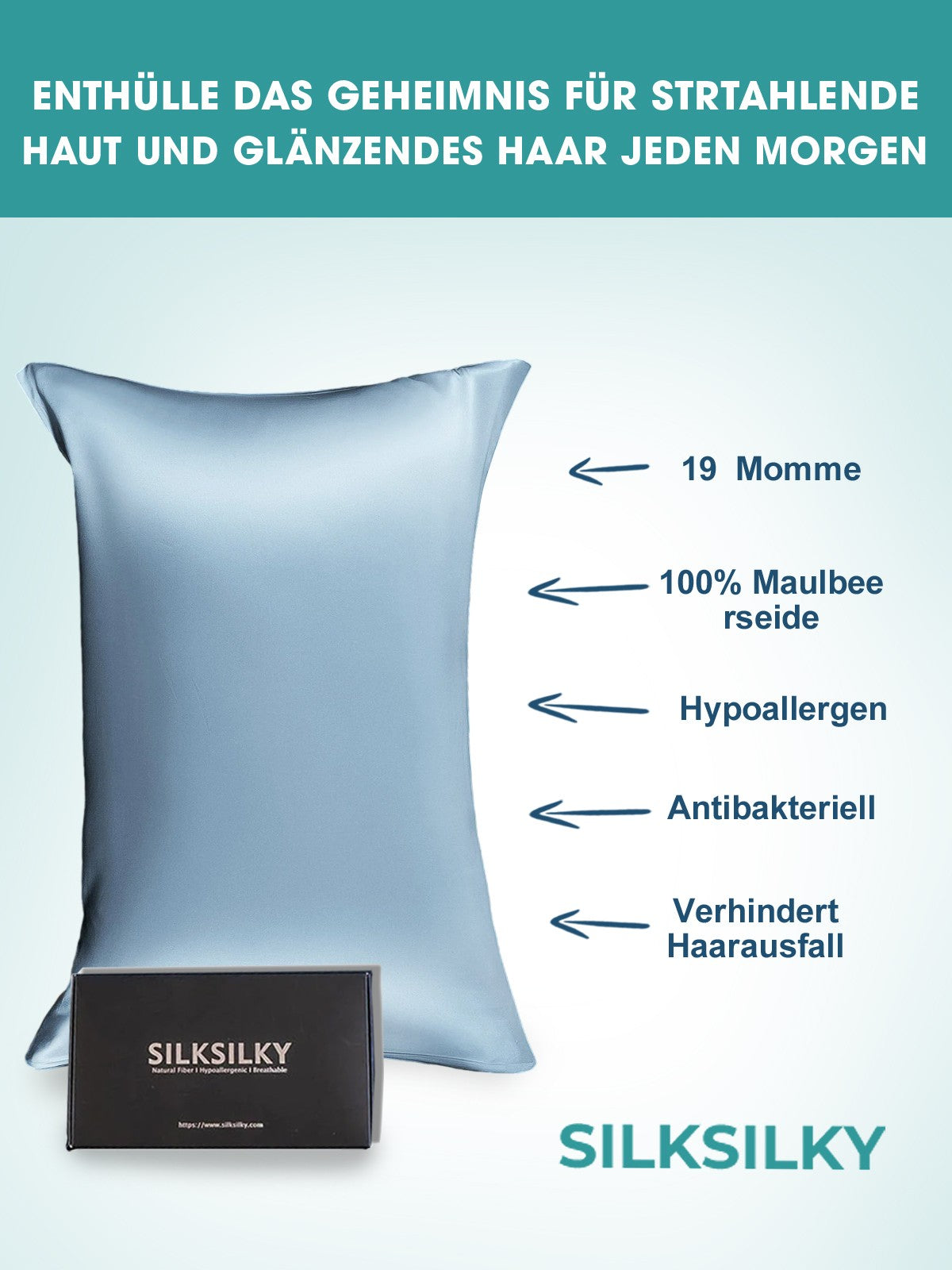 [Vaaleansininen] SilkSilky-FI 19Momme Pillowcase 002