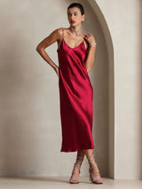 [Viini] SilkSilky-FI Spaghetti Strap V Neck Mekko 003
