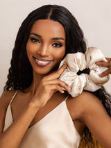 [Beige] SilkSilky-FI Scrunchie 001