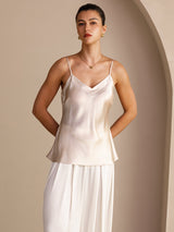 [Beige] SilkSilky-FI Spaghetti Strap V Neck Camisole Top 003