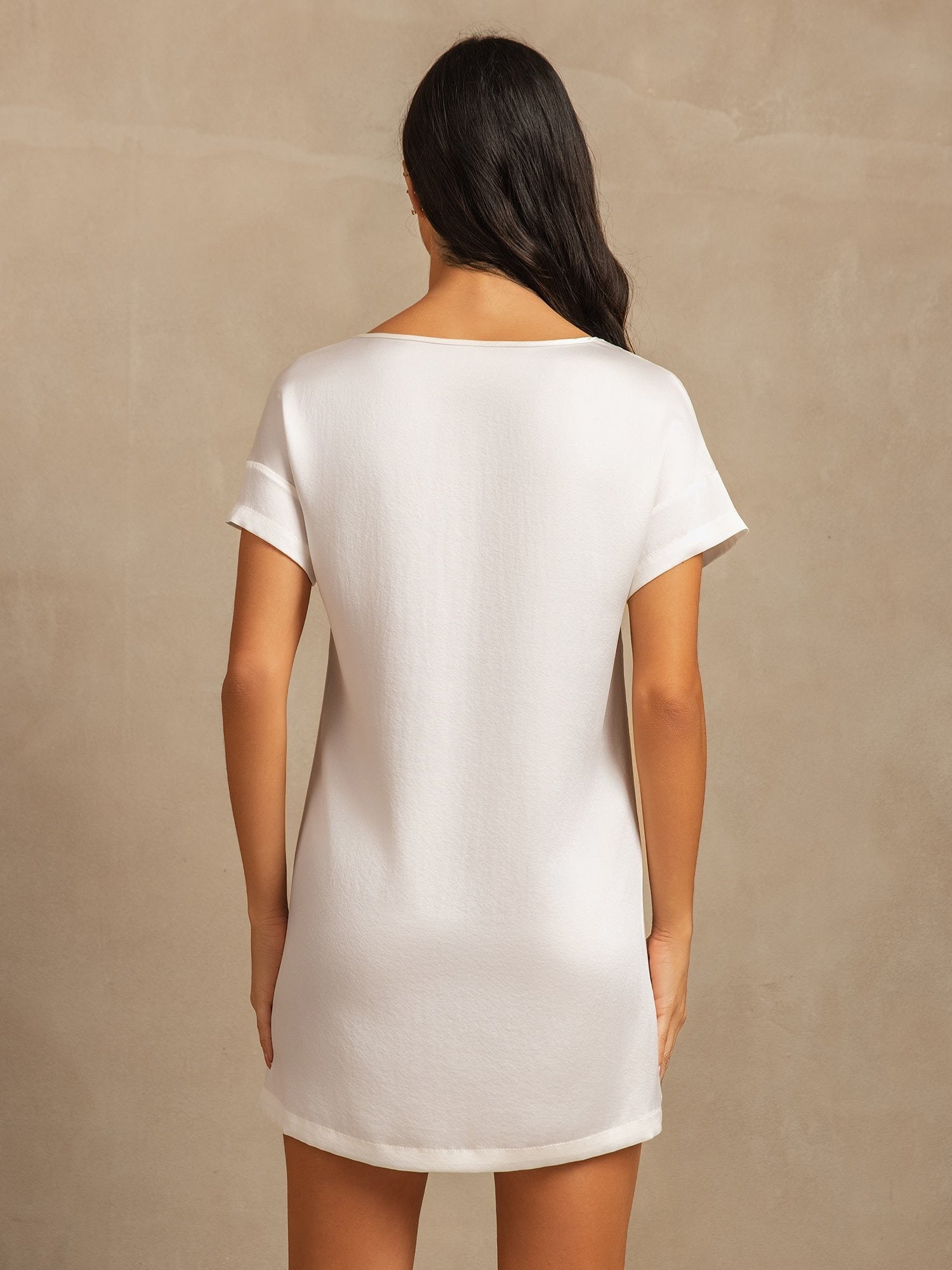 [Valkoinen] SilkSilky-FI 19Momme Nightgown 002